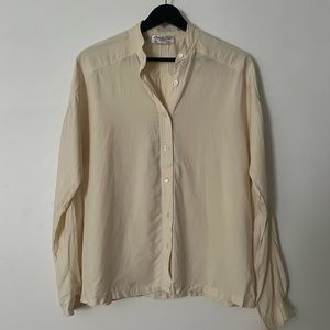 100% Silk Dior Cream Button Down Shirt